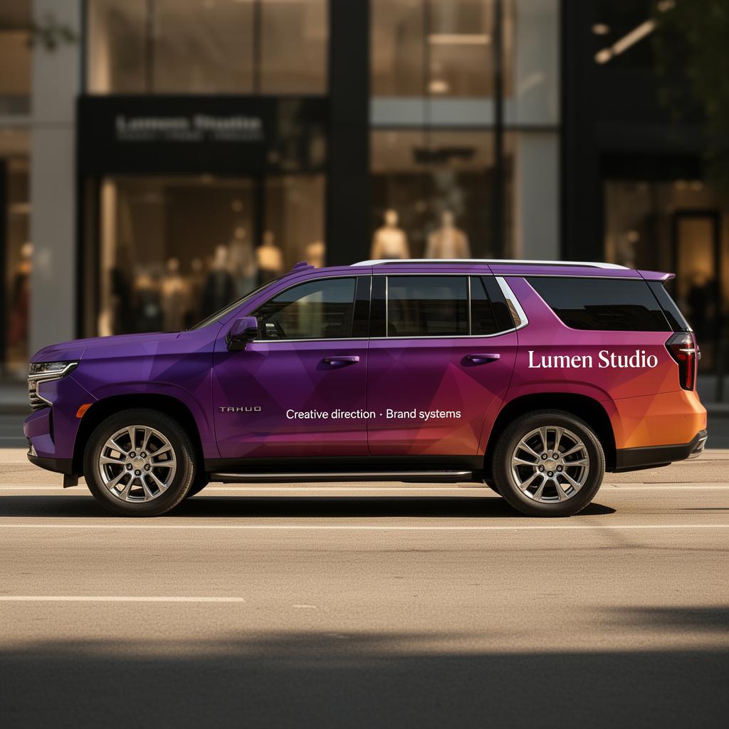 Full Wrap example — Lumen Studio branded vehicle